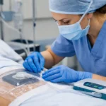 enfermera curando heridas con terapia de presion negativa