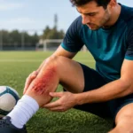 deportista con quemaduras por cesped